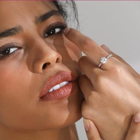 1ct Moissanite Women's Ring S925 Sterling Silver Pave Solitaire Diamond - Picture 5 of 5